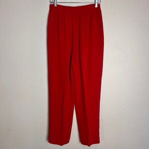 Valerie Stevens Red Silk Pleated Front Trousers Pants‎ Size 10P